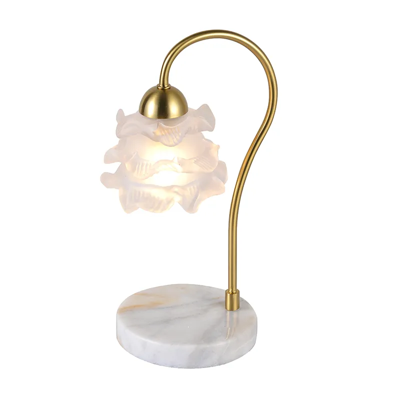 Lámpara de mesa con pétalos de vidrio esmerilado de 1 luz