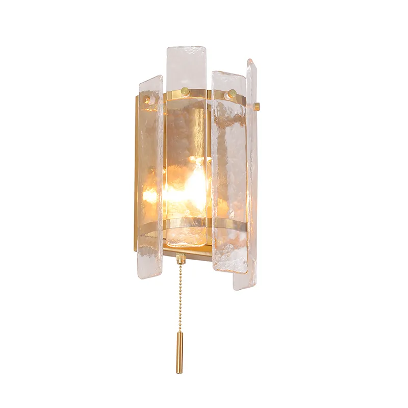 Aplique de pared de vidrio moderno de 1 luz con cadena de tracción