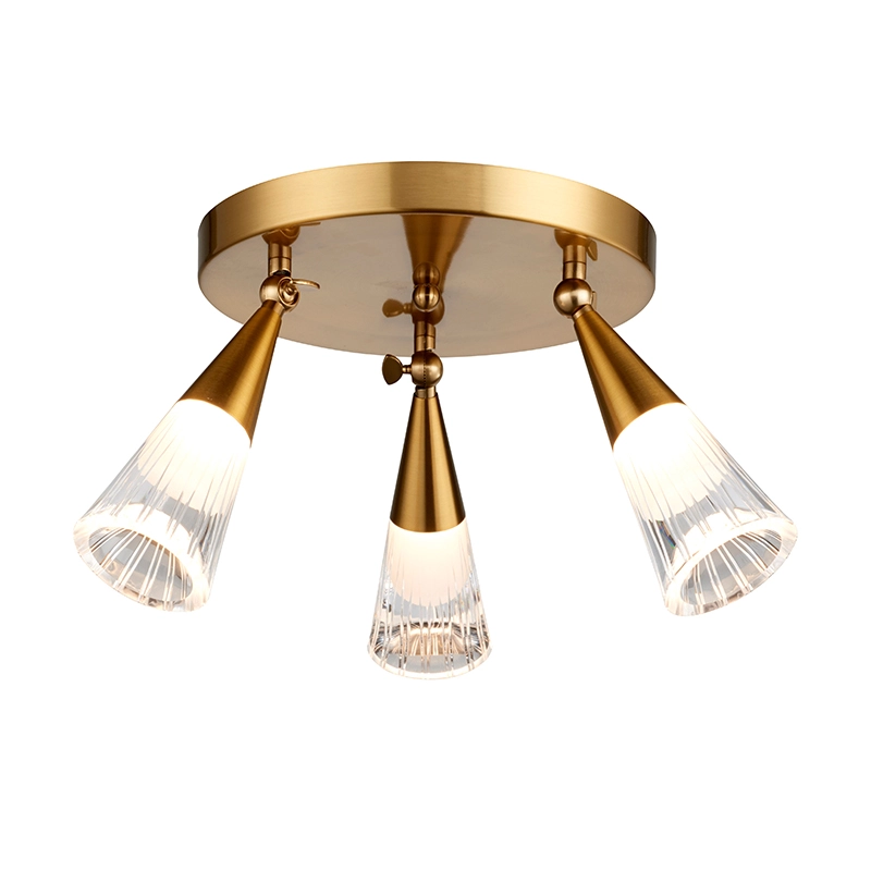 Lámpara de techo ajustable de cono de vidrio de 3 luces