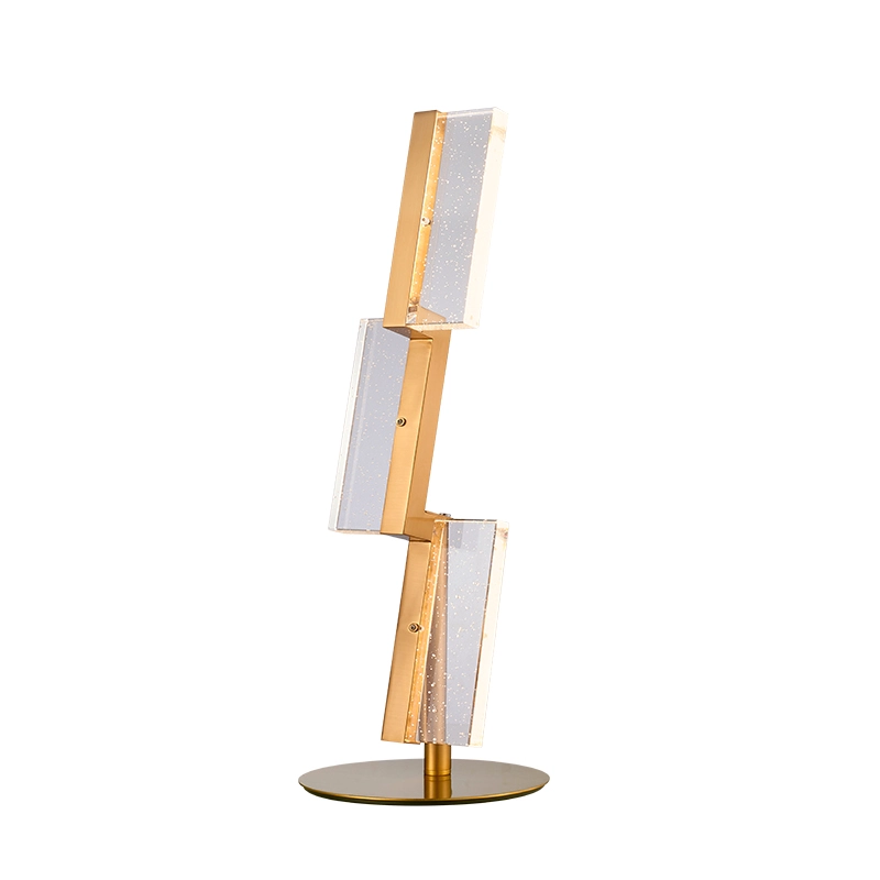 Lámpara de mesa LED de cristal transparente con burbujas