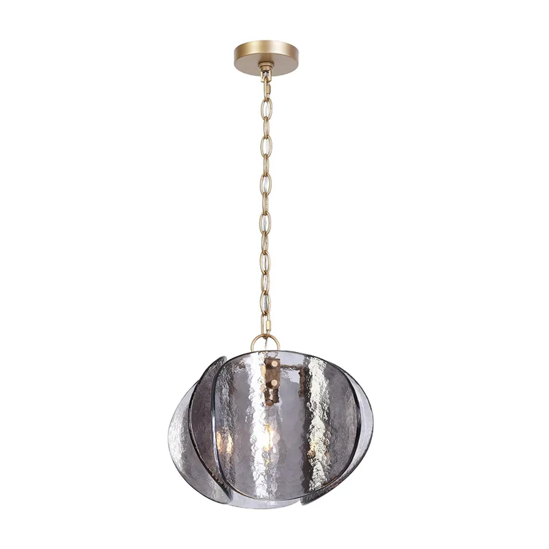 Lámpara colgante individual moderna de cristal gris humo
